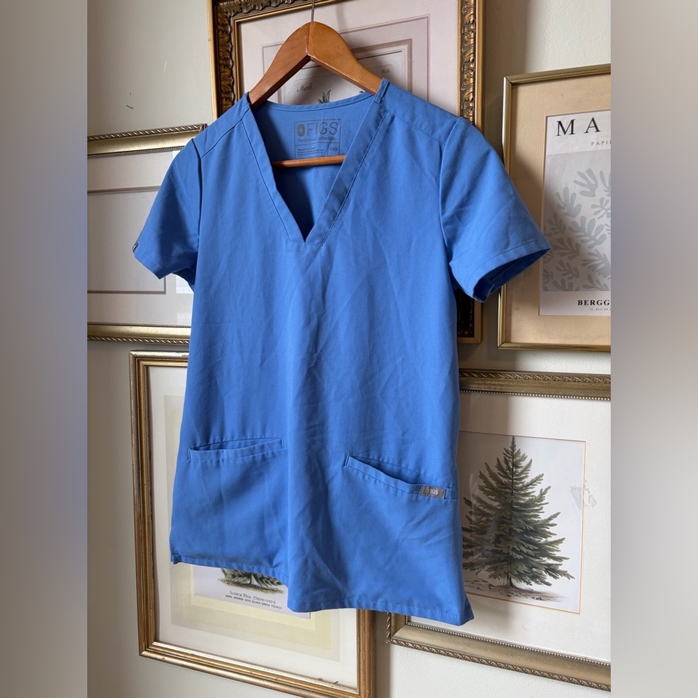 Figs Casma Three Pocket Scrub Top Ceil Blue XXS - Picture 3 of 4